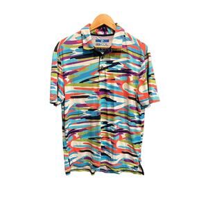 Ibkul Icefil Technology Multicolor Short Sleeve Men's Activewear Polo Top Size M